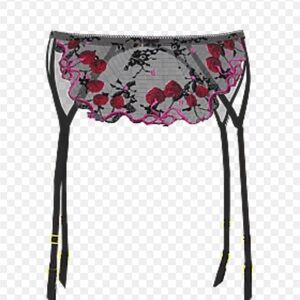 Victoria's Secret Black and Red Floral Garter Belt